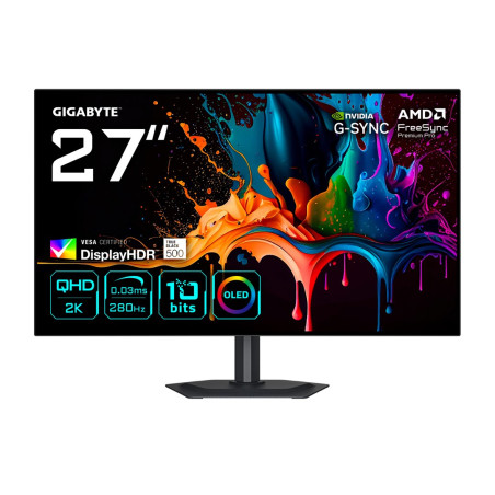 GIGABYTE MO27Q28G 27" OLED QHD Gaming Monitor - 2560 x 1440, 280Hz, 0.03ms, 335 cd/m², Display HDR True Black 500, HDMI 2.1, Displayport 1.4