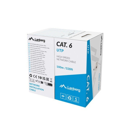Network cable Lanberg Grey 100 m Cat6 U/UTP