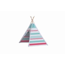 Wooden tent Teepee blue-red...