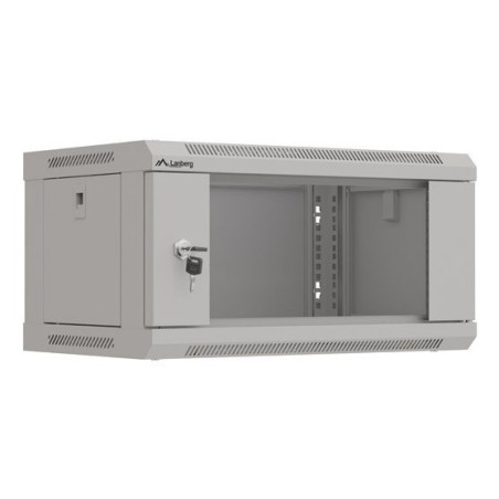 Wall-mount 19" 4U 540X350 glass door grey rack cab