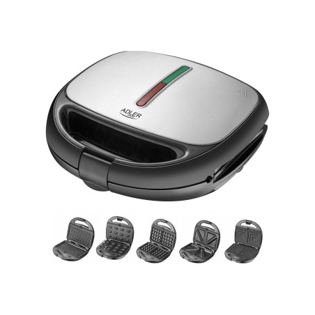 Adler | Sandwich maker | AD 3040 | 1200 W | Number of plates 5 | Number of pastry 2 | Ceramic coating | Black