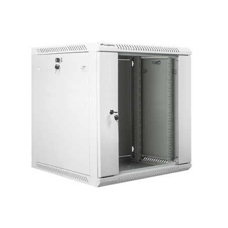 Lanberg wall-mounted installation rack cabinet 19'' 12U 600x600mm gray (glass door)