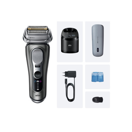 Braun Shaver | Series 9 Pro+ 9675cc | Operating time (max) 60 min | Wet & Dry | Lithium Ion | Grey