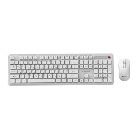 Gembird KBS-WPS-01 Slim Pro Business wireless desktop set, white, RU layout