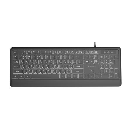 Gembird KB-UML-04-CYRL Slim wired backlight keyboard, black, Cyrillic layout