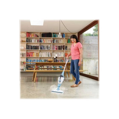 BLACK & DECKER Steam cleaner | FSMH1321-QS | Power 1300 W | Steam pressure 2.5 bar | Water tank capacity 0.5 L | White/Aqua