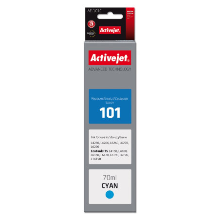 Activejet AE-101C Ink Bottle (Replacement Epson 101; Supreme; 70 ml; Cyan)
