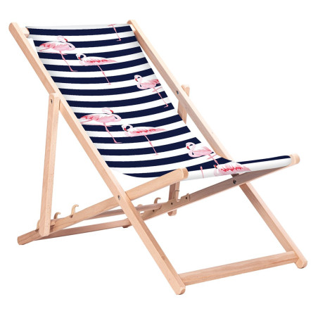 GreenBlue GB183 Classic Beech Deck Chair with "Flaming" Print