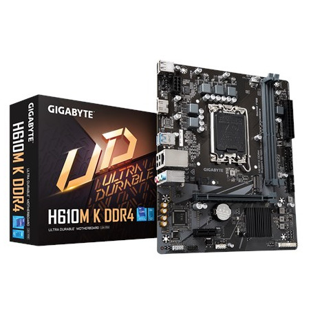 GIGABYTE H610M K DDR4 Motherboard - Supports Intel Core 14th Gen CPUs, 3+1+1 Phases Hybrid Power Design, up to 3200MHz DDR4, 1xPCIe 3.0 M.2, GbE LAN, USB 3.2 Gen 1