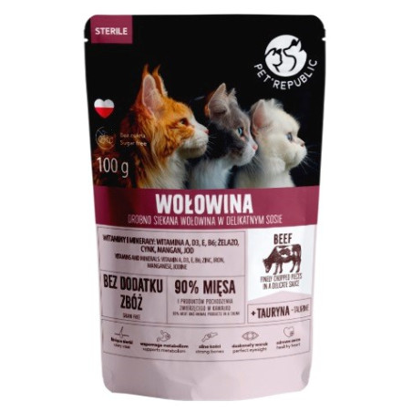 PET REPUBLIC Sterile Beef finely chopped - wet cat food- 100 g