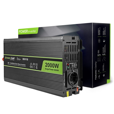 Green Cell INV10 power adapter/inverter Auto 2000 W Black