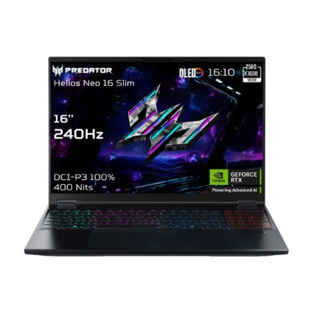 Acer | Predator Helios Neo 16S AI PHN16S-71-95J5 | Black | 16 " | OLED | WQXGA | 240 Hz | Intel Core Ultra 9 | 275HX | 64 GB | DDR5 | Solid-state drive capacity 1000 GB | NVIDIA GeForce RTX 5070 Ti | Windows 11 Home | Keyboard language English | Keyboard