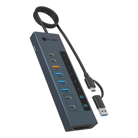 ICY BOX 11-in-1 USB Type-C hub with card reader and PD