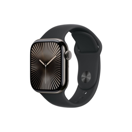 Apple Watch Series 10 GPS + Cellular 42mm Slate Titanium Case with Black Sport Band - S/M