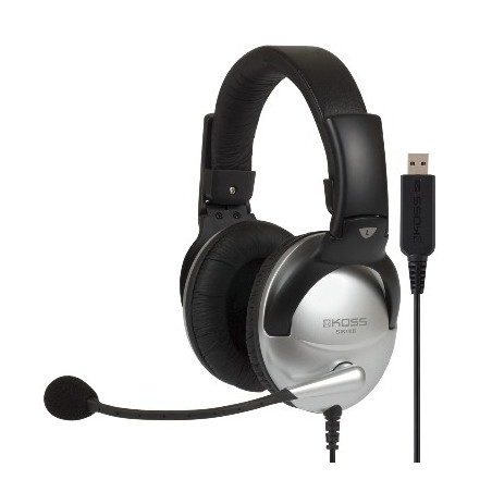 Koss SB45 USB Headset Wired Head-band Office/Call center Black, Silver