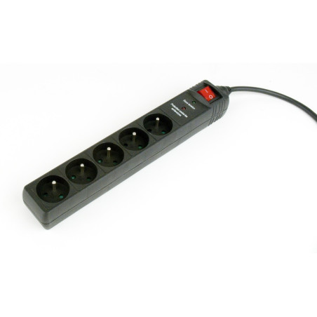 Gembird Surge protector, 5 French sockets, 3 m, black