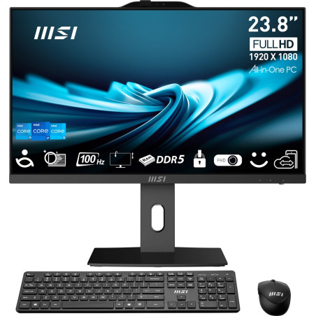 MSI Pro AP242P 14M-813EU Intel® Core™ i7 i7-14700 60.5 cm (23.8") 1920 x 1080 pixels All-in-One PC 16 GB DDR5-SDRAM 1 TB SSD NoOS Wi-Fi 6E (802.11ax) Black