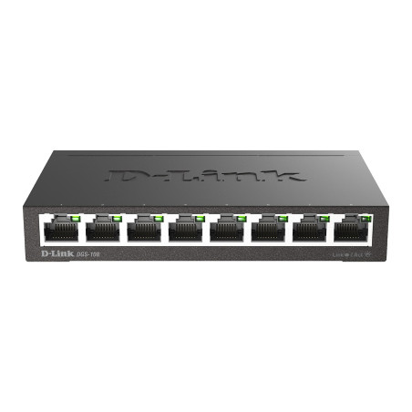 D-Link DGS-108 Unmanaged L2 Gigabit Ethernet (10/100/1000) Black