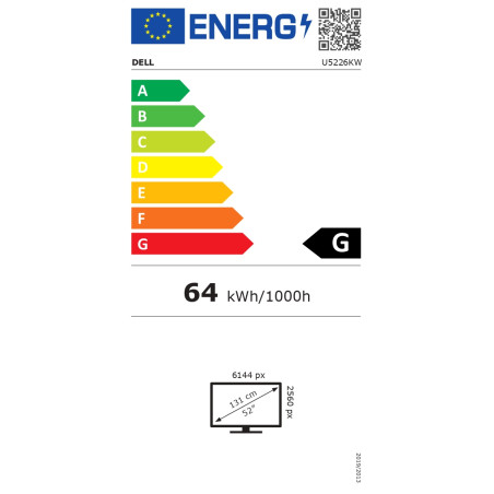 Dell | U5226KW | 52 " | IPS | 6K | 21:9 | 120 Hz | 5/8 ms | 6144 x 2560 pixels | 400 cd/m² | HDMI ports quantity 2 | Silver