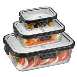 Set of 3 rectangular glass...