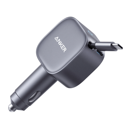 Anker Nano Car Charger (75W, USB-C Port, Built-In Retractable USB-C Cable)