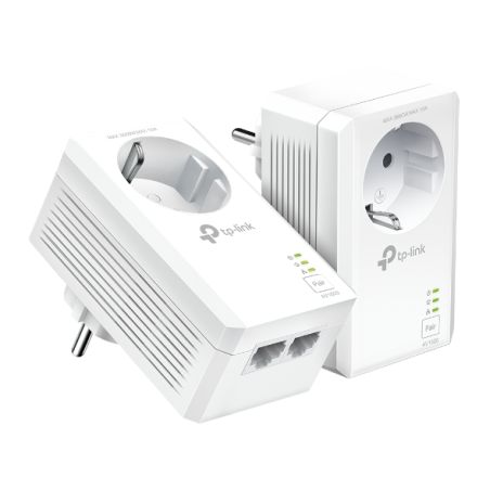 TP-LINK | AV1000 2-Port Gigabit Passthrough Powerline Starter Kit | TL-PA7027P KIT | 10/100/1000 Mbit/s | Ethernet LAN (RJ-45) ports 2 | No Wi-Fi | Extra socket
