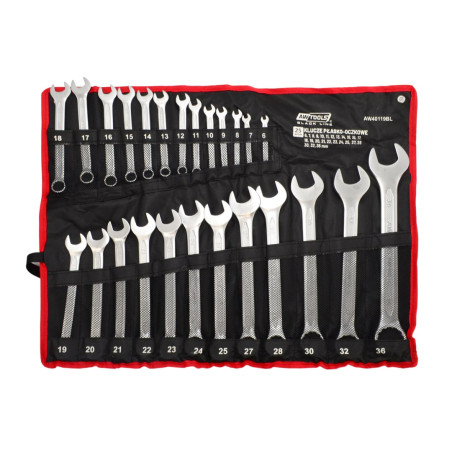 AWTOOLS KLUCZ PŁASKO-OCZKOWY KPL.25szt. /6mm-36mm   BLACK LINE