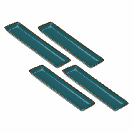 Set of 4 rectangular trays Concerto Ottanio - Blue-green, 32 x 8 cm
