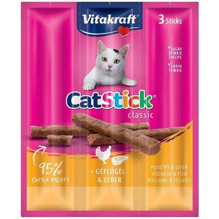 VITAKRAFT CatStick Mini with poultry and liver - cat treats - 3 pcs