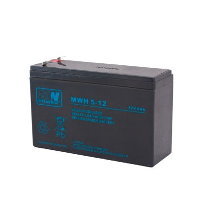 MPL MW POWER MWH 5-12L UPS battery Lead-acid accumulator VRLA AGM Maintenance-free 12 V 6 Ah Black