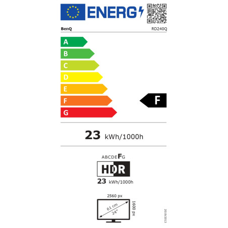 Benq | RD240Q | 24.1 " | IPS | 16:10 | 60 Hz | 5 ms | 2560 x 1600 pixels | 300 cd/m² | HDMI ports quantity 1