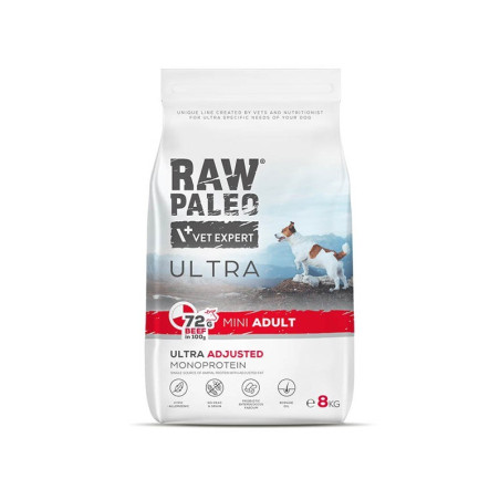 VETEXPERT Raw Paleo Ultra Mini Adult Beef - dry dog ​​food - 8 kg