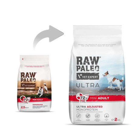 VETEXPERT Raw Paleo Ultra Mini Adult Beef - dry dog ​​food - 2 kg