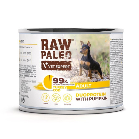 VETEXPERT Raw Paleo Duoprotein Turkey & Cod Adult - wet dog food - 200g