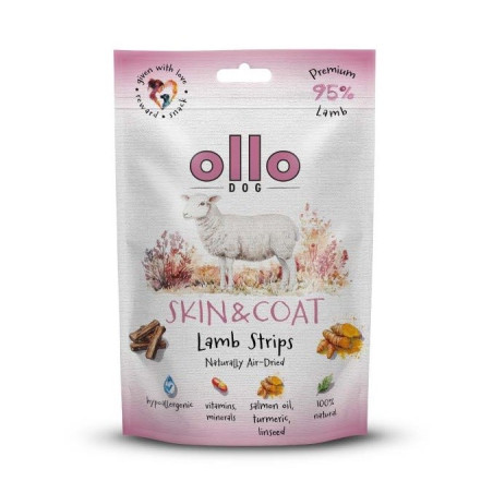 OLLO Air-Dried Skin & Coat Lamb strips - dog treat - 80g