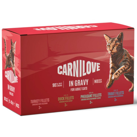 CARNILOVE Cat Pouch Gravy Box - wet cat food - 12x85g