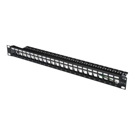 Digitus | Modular Patch Panel | DN-91411 | Layout Keystone Entry: Straight; Area of application: 483 mm (19") cabinet; Suitable for 483 mm (19") cabinet mounting; Housing material: 1.5 mm SPCC cold rolled stell sheet, powder-coated; Ports: 24 | Black