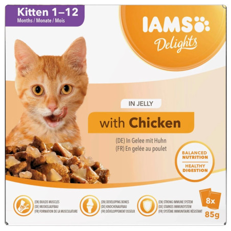 IAMS DELIGHTS Kitten in Jelly box – wet cat food – 8x85g