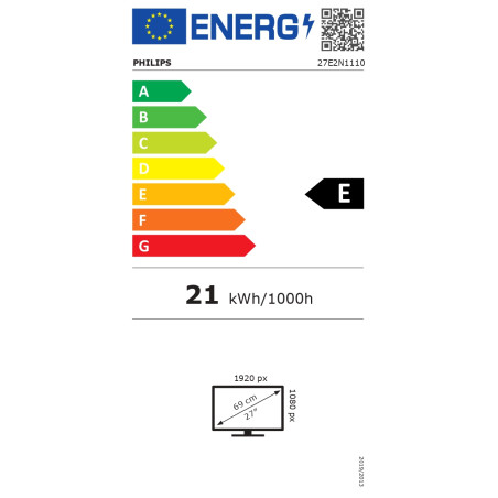 Philips 27E2N1110/00 | 27 " | IPS | FHD | 16:9 | 120 Hz | 4 ms | 1920 x 1080 pixels | 300 cd/m² | HDMI ports quantity 1