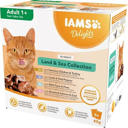 IAMS DELIGHTS Land & Sea Collection in Gravy box – wet cat food – 8x85g