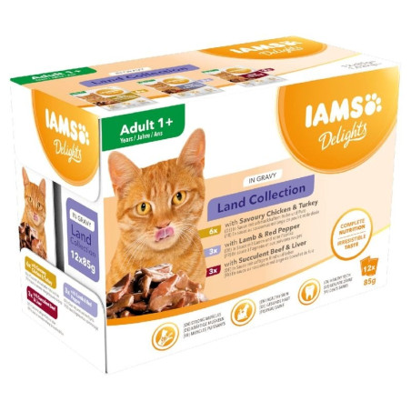IAMS DELIGHTS Land Collection in Gravy box – wet cat food – 12x85g