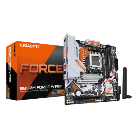 Gigabyte B850M FORCE WIFI6E (rev. 1.0) | Processor family AMD | Processor socket AM5 | DDR5 | Supported hard disk drive interfaces SATA, M.2 | Number of SATA connectors 4