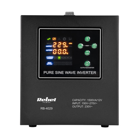 Rebel POWER-1500-LFP4 emergency power supply – a pure sine wave inverter with a 12V charging function, 230V, 1500VA/1050W
