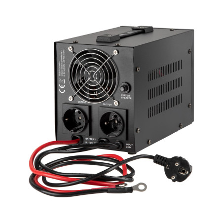 KEMOT PROsinus-500 emergency power supply unit – inverter with a pure sine wave output and 12V charging function, 230V, 500VA/300W – black