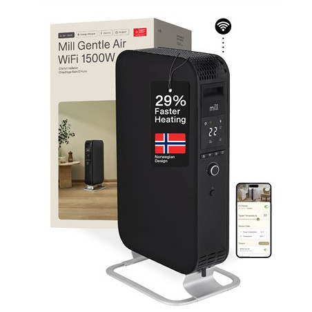Mill | Heater | OIL1500WIFI3 Gentle Air | Oil Filled Radiator | 1500 W | Suitable for rooms up to 22 m2 | Black