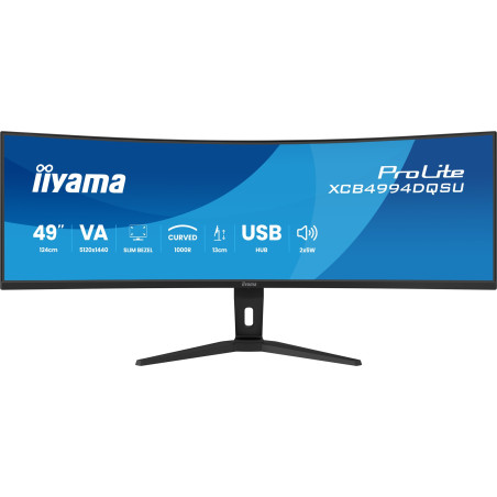 iiyama ProLite XCB4994DQSU-B1 computer monitor 124.5 cm (49") 5120 x 1440 pixels Dual QHD LCD Black