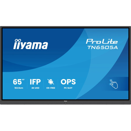 iiyama TN6505A-B1AG Signage Display Interactive flat panel 163.8 cm (64.5") 500 cd/m² 4K Ultra HD Black Touchscreen