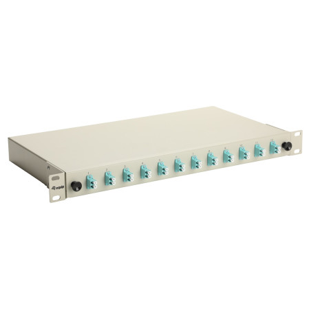 Equip 12-Port Fiber Optic Splice Box, LC Duplex, OM3, 1U, Equipped, Grey