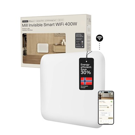 Mill Invisible Smart WiFi Heater | PA400WIFI4 | Panel Heater | 400 W | Suitable for rooms up to 4-6 m2 | White | IPX4