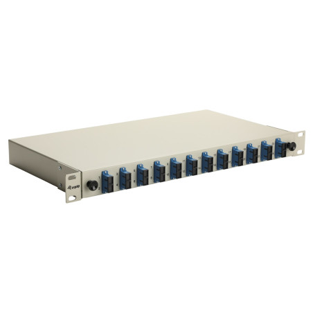Equip 12-Port Fiber Optic Splice Box, SC Duplex, OS2, 1U, Equipped, Grey